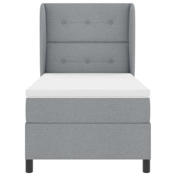 Boxspringbett mit Matratze Hellgrau 100x200 cm Stoff