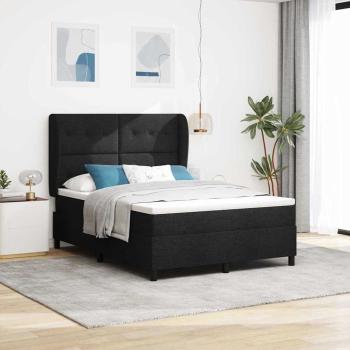 ARDEBO.de - Boxspringbett mit Matratze Schwarz 140x200 cm Stoff