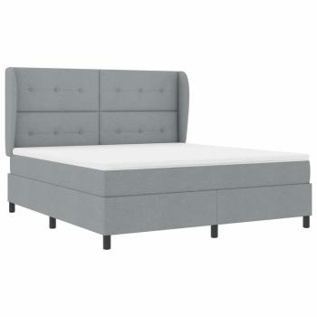 Boxspringbett mit Matratze Hellgrau 180x200 cm Stoff