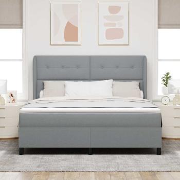 Boxspringbett mit Matratze Hellgrau 180x200 cm Stoff