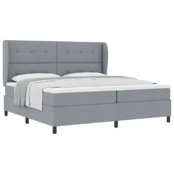 Boxspringbett mit Matratze Hellgrau 200x200 cm Stoff