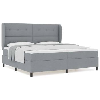 Boxspringbett mit Matratze Hellgrau 200x200 cm Stoff