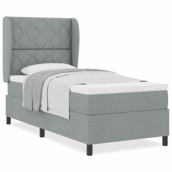 Boxspringbett mit Matratze Hellgrau 90x190 cm Stoff