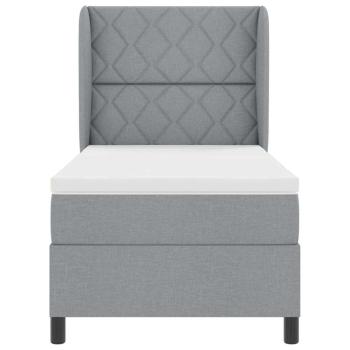Boxspringbett mit Matratze Hellgrau 90x190 cm Stoff