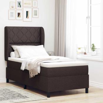 ARDEBO.de - Boxspringbett mit Matratze Dunkelbraun 100x200 cm Stoff