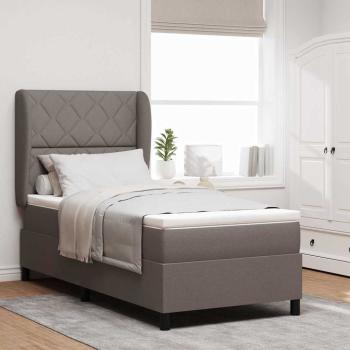 ARDEBO.de - Boxspringbett mit Matratze Taupe 100x200 cm Stoff