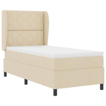 ARDEBO.de - Boxspringbett mit Matratze Creme 100x200 cm Stoff