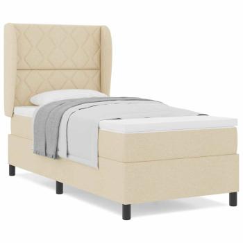 Boxspringbett mit Matratze Creme 100x200 cm Stoff