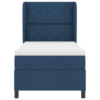 Boxspringbett mit Matratze Blau 100x200 cm Stoff