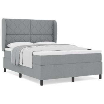 Boxspringbett mit Matratze Hellgrau 140x200 cm Stoff