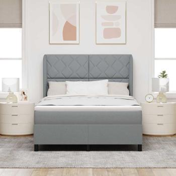 Boxspringbett mit Matratze Hellgrau 140x200 cm Stoff