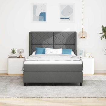 Boxspringbett mit Matratze Dunkelgrau 140x200 cm Stoff