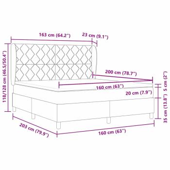 Boxspringbett mit Matratze Hellgrau 160x200 cm Stoff