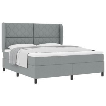 Boxspringbett mit Matratze Hellgrau 180x200 cm Stoff