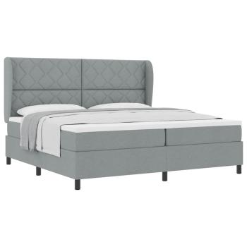 Boxspringbett mit Matratze Hellgrau 200x200 cm Stoff