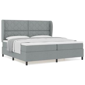 Boxspringbett mit Matratze Hellgrau 200x200 cm Stoff