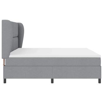Boxspringbett mit Matratze Hellgrau 200x200 cm Stoff