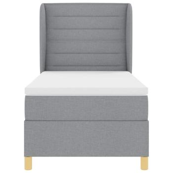 Boxspringbett mit Matratze Hellgrau 90x200 cm Stoff