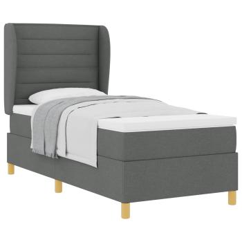 ARDEBO.de - Boxspringbett mit Matratze Dunkelgrau 90x200 cm Stoff