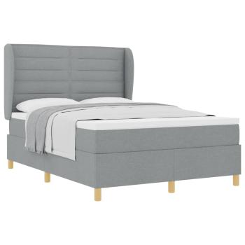 Boxspringbett mit Matratze Hellgrau 140x200 cm Stoff