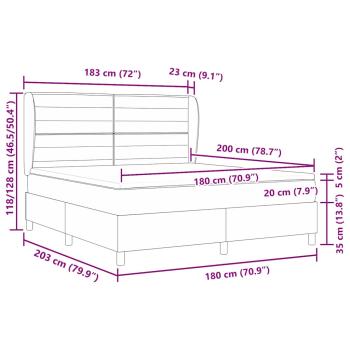 Boxspringbett mit Matratze Dunkelgrau 180x200 cm Stoff