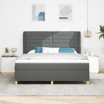 Boxspringbett mit Matratze Dunkelgrau 180x200 cm Stoff