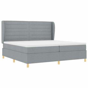 ARDEBO.de - Boxspringbett mit Matratze Hellgrau 200x200 cm Stoff