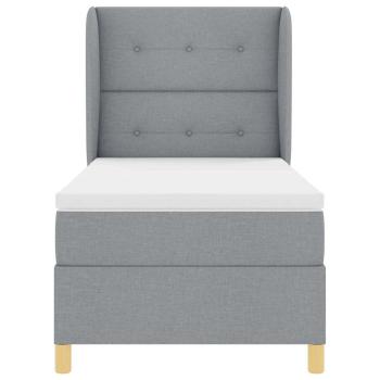 Boxspringbett mit Matratze Hellgrau 90x200 cm Stoff
