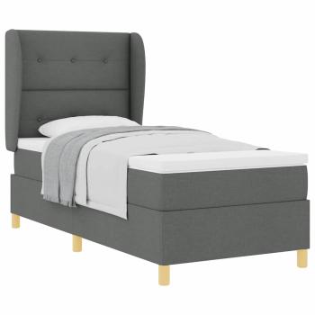 Boxspringbett mit Matratze Dunkelgrau 90x200 cm Stoff