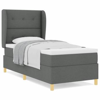 Boxspringbett mit Matratze Dunkelgrau 90x200 cm Stoff