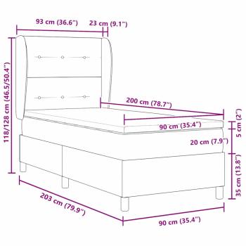 Boxspringbett mit Matratze Blau 90x200 cm Stoff