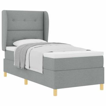 Boxspringbett mit Matratze Hellgrau 100x200 cm Stoff