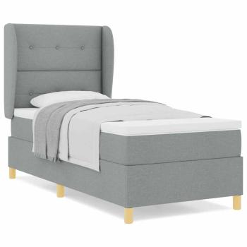 Boxspringbett mit Matratze Hellgrau 100x200 cm Stoff