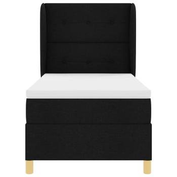 Boxspringbett mit Matratze Schwarz 100x200 cm Stoff