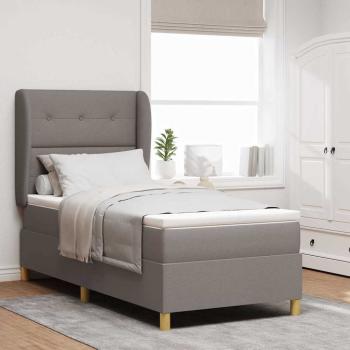 ARDEBO.de - Boxspringbett mit Matratze Taupe 100x200 cm Stoff
