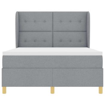 Boxspringbett mit Matratze Hellgrau 140x200 cm Stoff