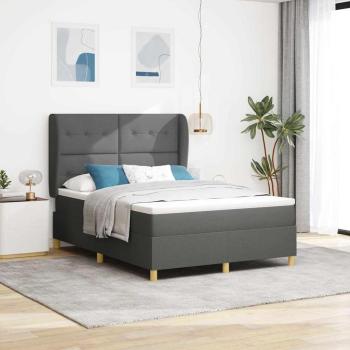 ARDEBO.de - Boxspringbett mit Matratze Dunkelgrau 140x200 cm Stoff