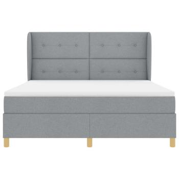 Boxspringbett mit Matratze Hellgrau 180x200 cm Stoff