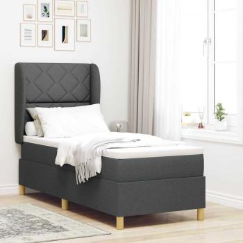ARDEBO.de - Boxspringbett mit Matratze Dunkelgrau 80x200 cm Stoff