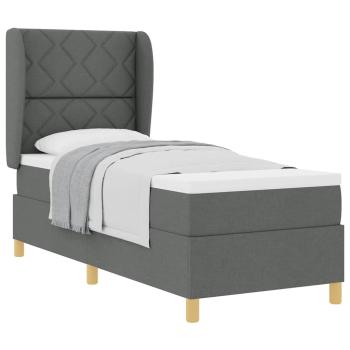 Boxspringbett mit Matratze Dunkelgrau 80x200 cm Stoff