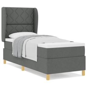 Boxspringbett mit Matratze Dunkelgrau 80x200 cm Stoff