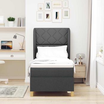 Boxspringbett mit Matratze Dunkelgrau 80x200 cm Stoff