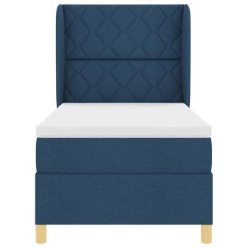 Boxspringbett mit Matratze Blau 90x200 cm Stoff