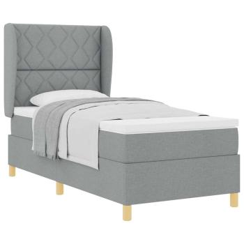 Boxspringbett mit Matratze Hellgrau 100x200 cm Stoff