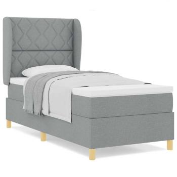 Boxspringbett mit Matratze Hellgrau 100x200 cm Stoff