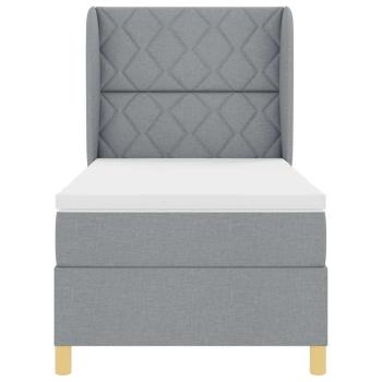 Boxspringbett mit Matratze Hellgrau 100x200 cm Stoff
