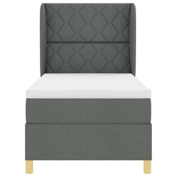 Boxspringbett mit Matratze Dunkelgrau 100x200 cm Stoff