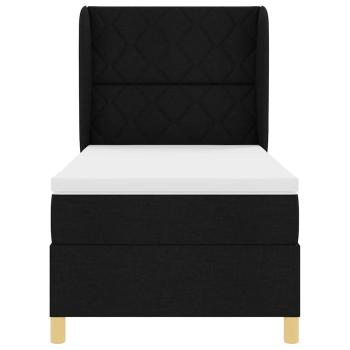 Boxspringbett mit Matratze Schwarz 100x200 cm Stoff