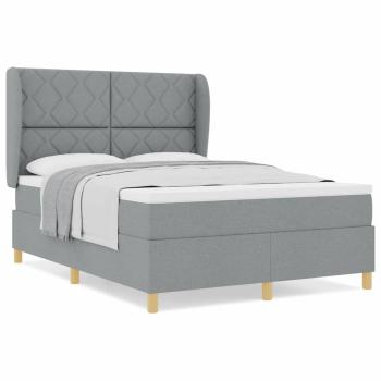 Boxspringbett mit Matratze Hellgrau 140x200 cm Stoff