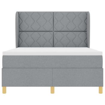 Boxspringbett mit Matratze Hellgrau 140x200 cm Stoff
